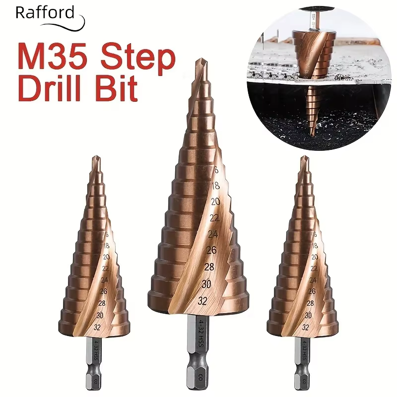 Rafford 4-12/4-20/4-32mm M35 foret étagé en Cobalt conique HSS-CO HSS