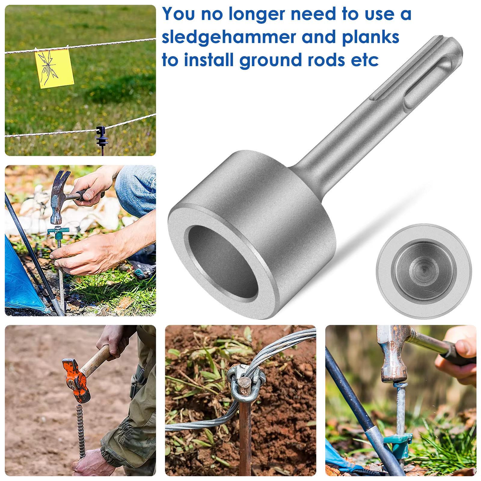 SDS Plus tournevis de tige de terre foret en acier pilote résistant à l'usure marteau rotatif perceuse outils