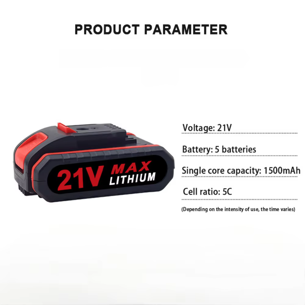 Batterie au lithium rechargeable 21 V 7500 mAh adaptée aux perceuses électriques