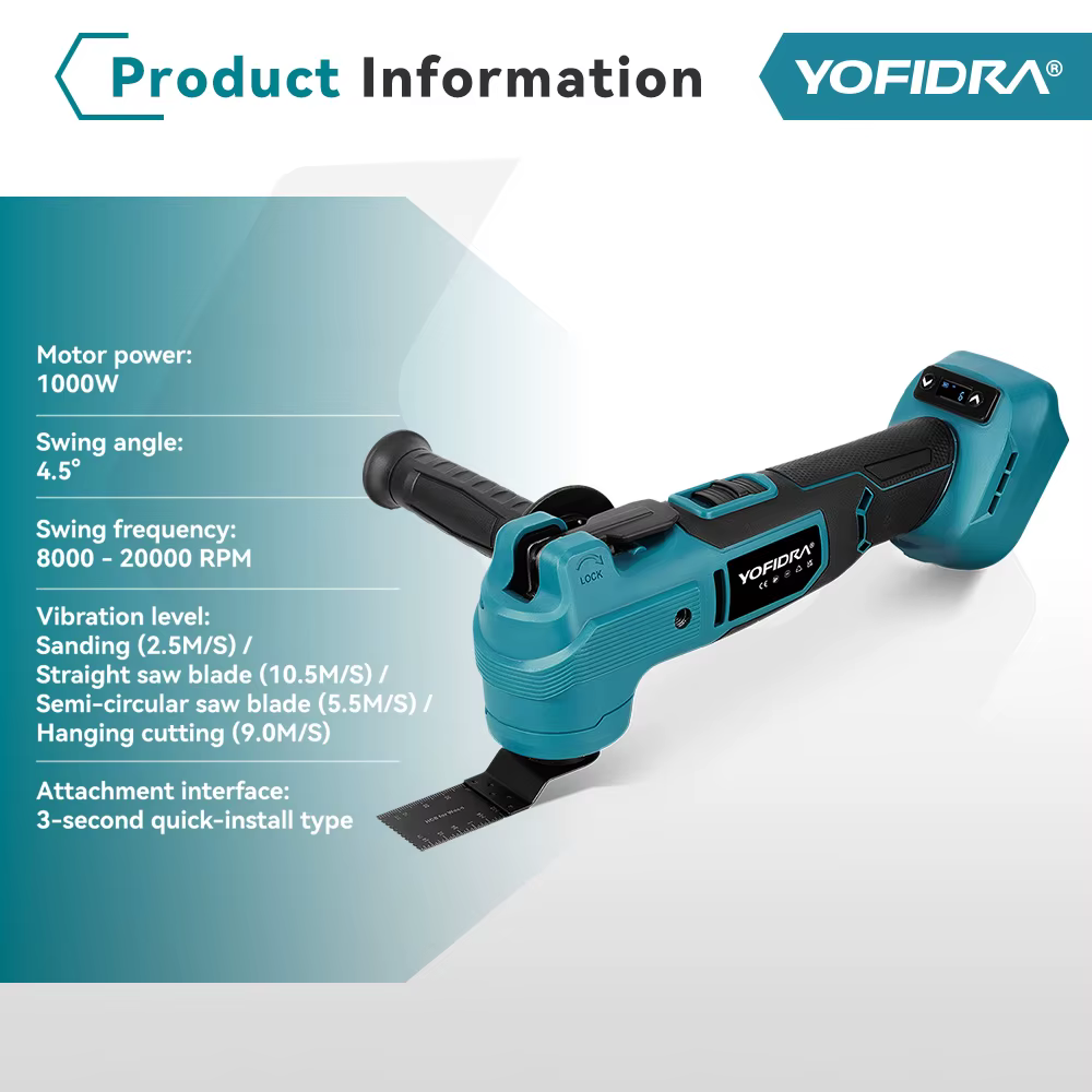 YOFIDRA 1000W oscillant outil multifonction scie électrique tondeuse coupe ponçage bricolage