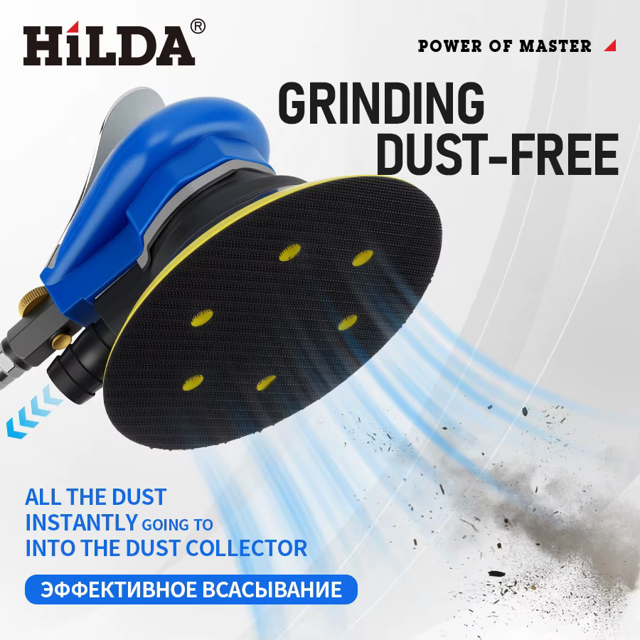 HILDA 5 pouces 150mm ponceuse orbitale à Air modèle d'extraction de poussière pour voiture métal bois cire rectifieuse outil de Performance