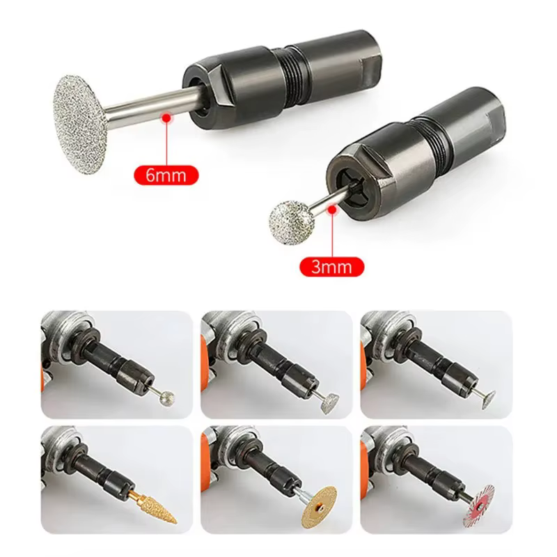 Adaptateur modifié 6/3mm à mandrin de meuleuse droite