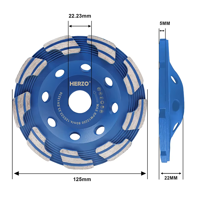 HERZO-Disque de meuleuse pour béton, diamant multi-dents, 125mm/5 pouces