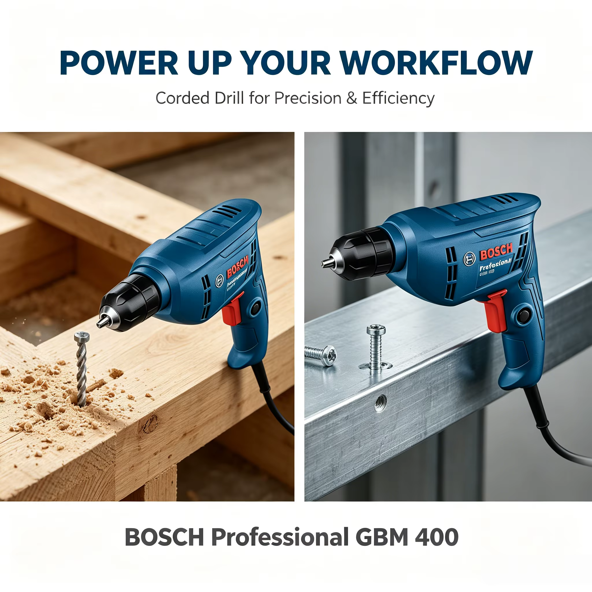 Tournevis électrique Bosch GBM400, perceuse électrique multifonctionnelle pour la maison, 2800 tr/min, taille de mandrin 10 mm