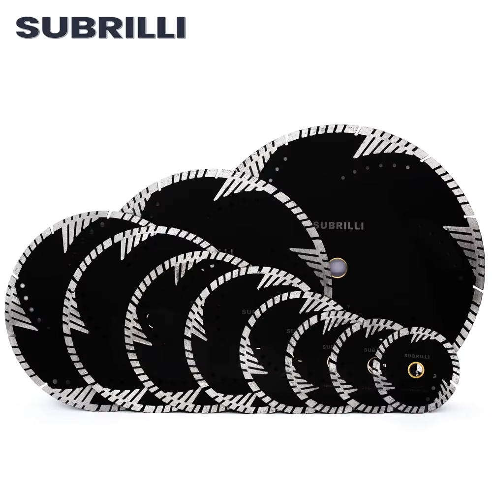 SUBRILLI 105/115/125/150/180/200/230/250/300/350mm Diamant Lame de Scie En Marbre Granit Béton Disque De Coupe avec des Dents De Protection