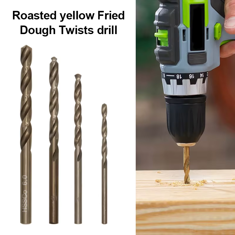 4 pièces 3-6mm jaune rôti entièrement au sol poignée droite foret hélicoïdal lampe de poche trou de forage outil