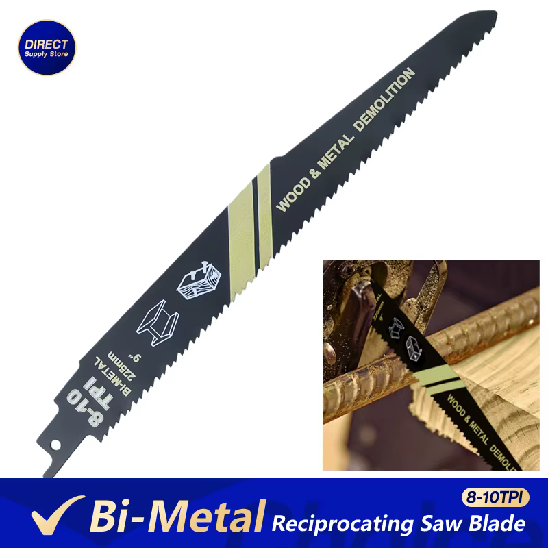 Lame de scie alternative bimétallique 9 pouces (225mm), 8-10TPI M2, découpe de matériaux pour clous en bois, Tube métallique, 1 pièce