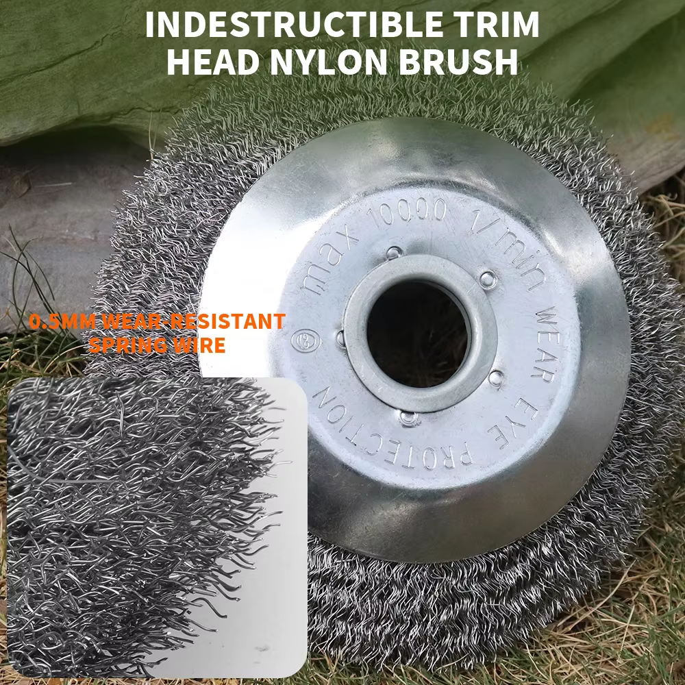 Machine de désherbage pour aménagement paysager, 6/8 pouces, brosse rotative pour mauvaises herbes, Joint, nœud torsadé, roue en fil d'acier, disque de brosse, outil de jardin électrique
