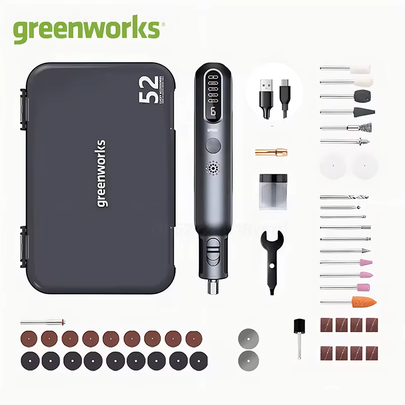 Mini-meuleuse sans fil Greenworks 8V 80W 52 pièces