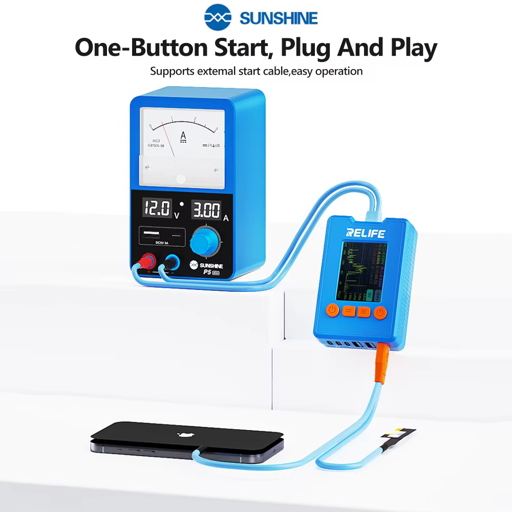 SUNSHINE P5 Mini alimentation intelligente 12V 3A avec Ports USB-A/C pour réparation d'appareils électroniques outil de détection de tension et de courant