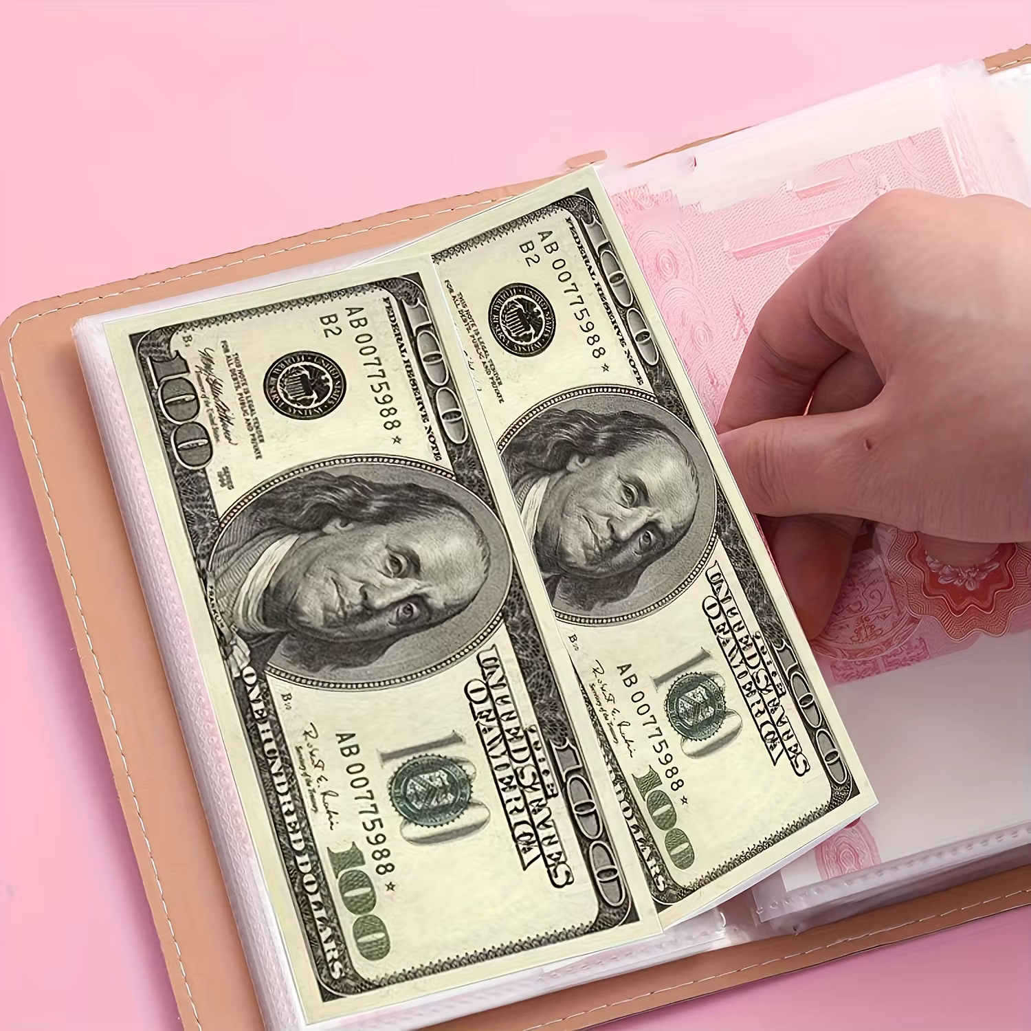 Livre d'épargne pour billets de banque, livre d'épargne avec fermeture, portefeuille à poche rabattable, livre de rangement pour billets simples, livre de collection pratique