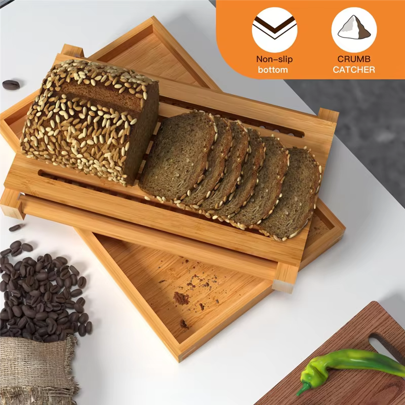 Trancheuse à pain en bois de bambou AA81-pour planche à découper de pain grillé fait maison, machine à pain à épaisseur réglable pour gâteaux au pain