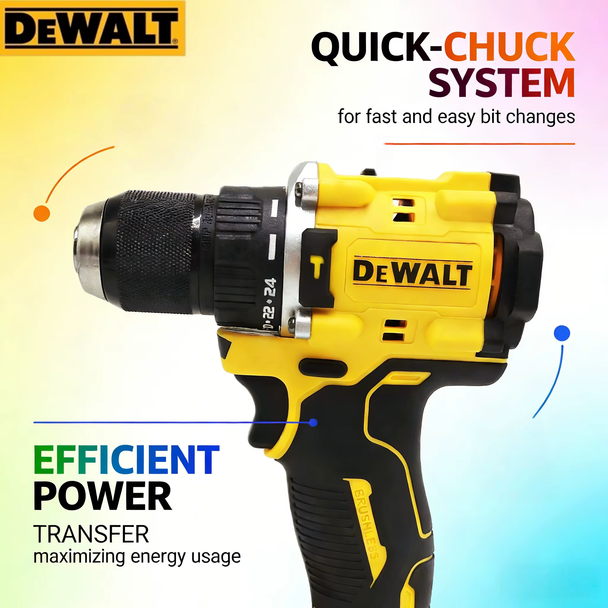 Perceuse sans fil DEWALT DCD805 Brushless 20V : Visseuse à percussion multifonction compacte (outil seul)