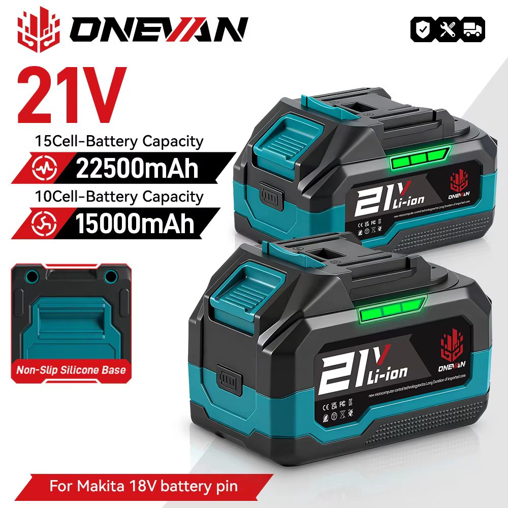 Batterie au lithium ONEVAN 22500mAh 15000mAh avec indicateur de capacité rechargeable pour outils électriques Makita