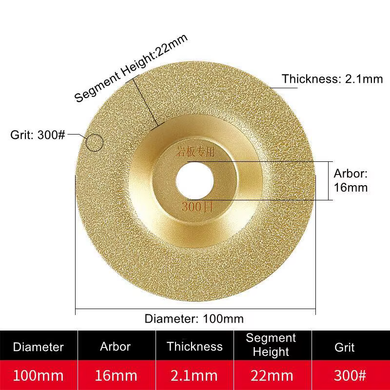 1 pièce Disque de meulage diamanté brasé sous vide 4 pouces 100 mm grain 300 pour meuleuse d'angle