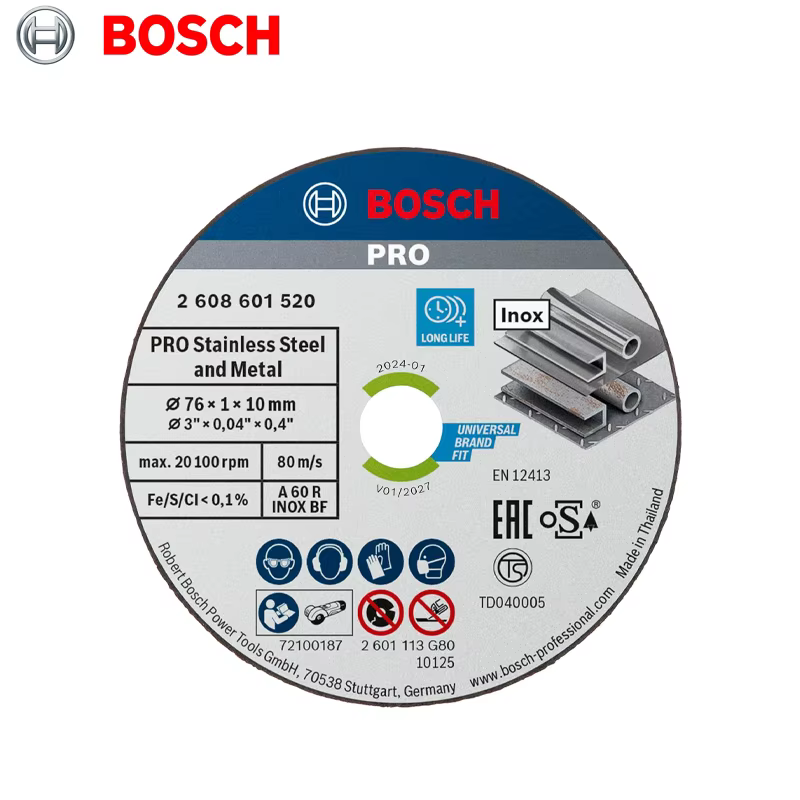 BOSCH 5 pièces PRO acier inoxydable et métal Gebundene Trennscheibe pour mini meuleuse d'angle 76 × 10 MM lame de scie 2608601520
