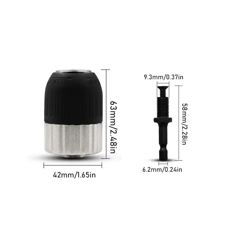 Mandrin de perceuse sans clé polyvalent 2-13mm 3/8-24UNF