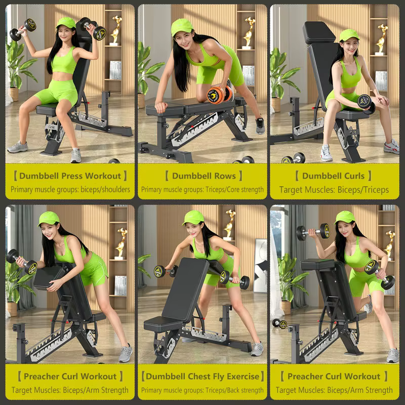 Banc de musculation multifonctionnel réglable et pliable pour haltères, presse à pectoraux, abdominaux, entraînement, chaise de fitness pour la maison et la salle de sport intérieure