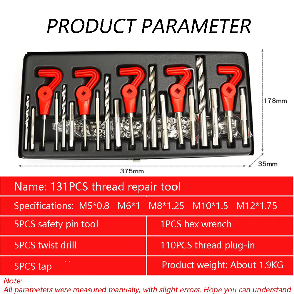 Nouveau Style 131 pièces outil de réparation de filetage M5 M6 M8 M10 M12 clé à molette outils