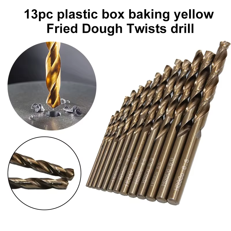 Foret hélicoïdal jaune HSS pour perceuse électrique, entièrement affûté, à manche droit, pour le métal et le bois, accessoire de perçage, ensemble d'outils