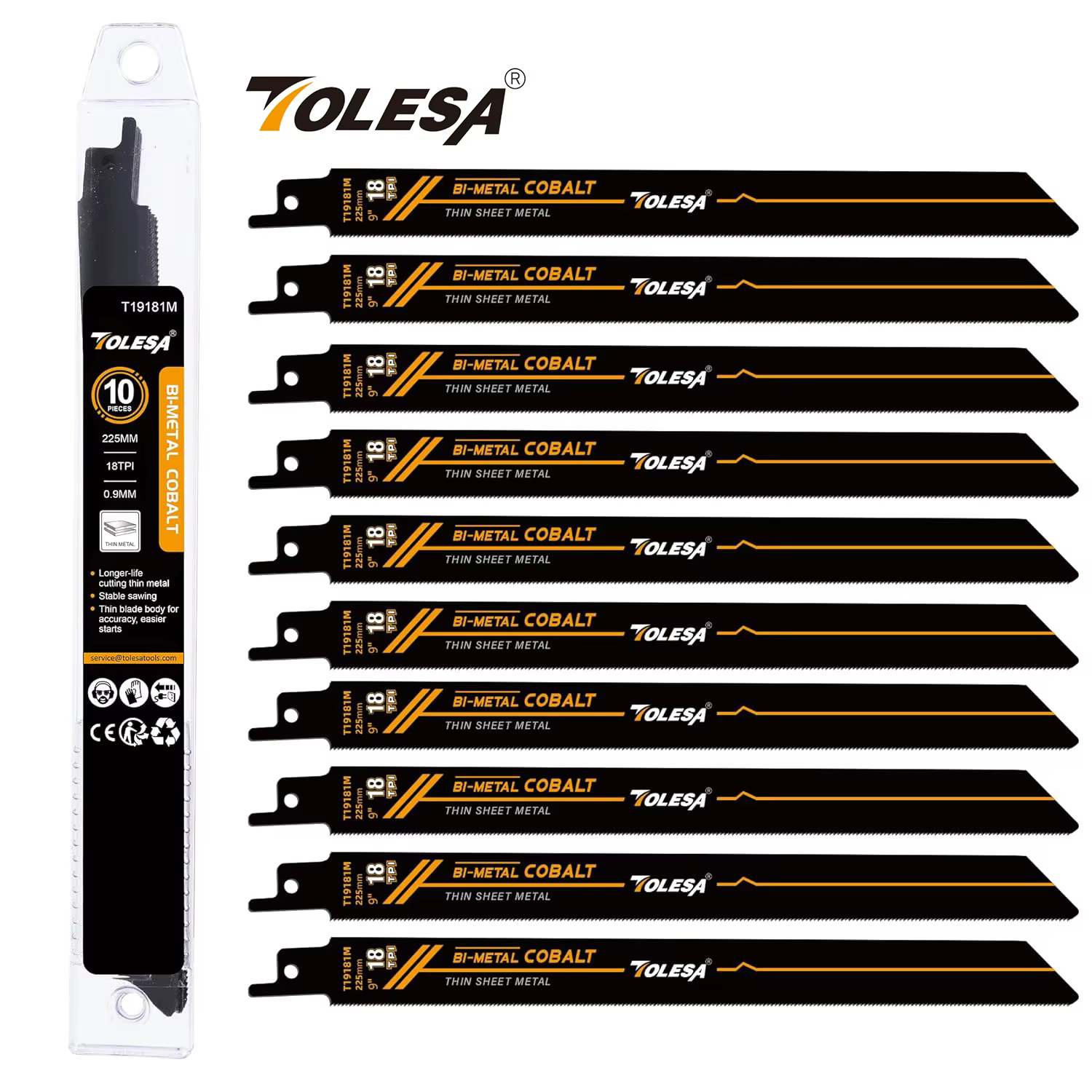 TOLESA 10 pièces lames de scie bimétallique coupe du métal 150mm/225mm 18TPI