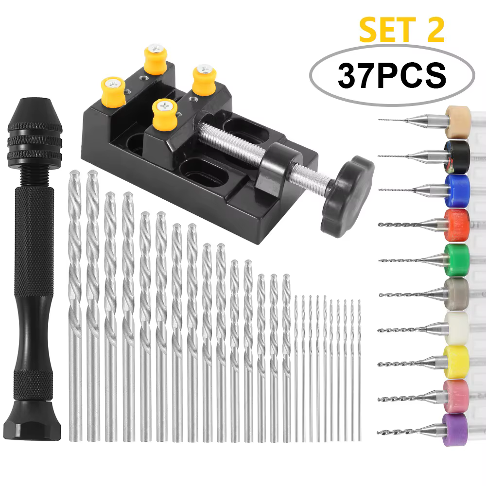 49 pièces/ensemble foret d'étau à broche de précision 0.2-3.0mm jeu de forets à main torsadés pour bricolage outil de