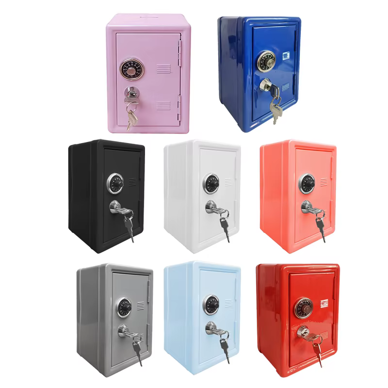 Frcctre Coffre-fort pour enfants, tirelire avec plateau à monnaie, mini-coffre-fort de rangement avec serrure à combinaison et clé