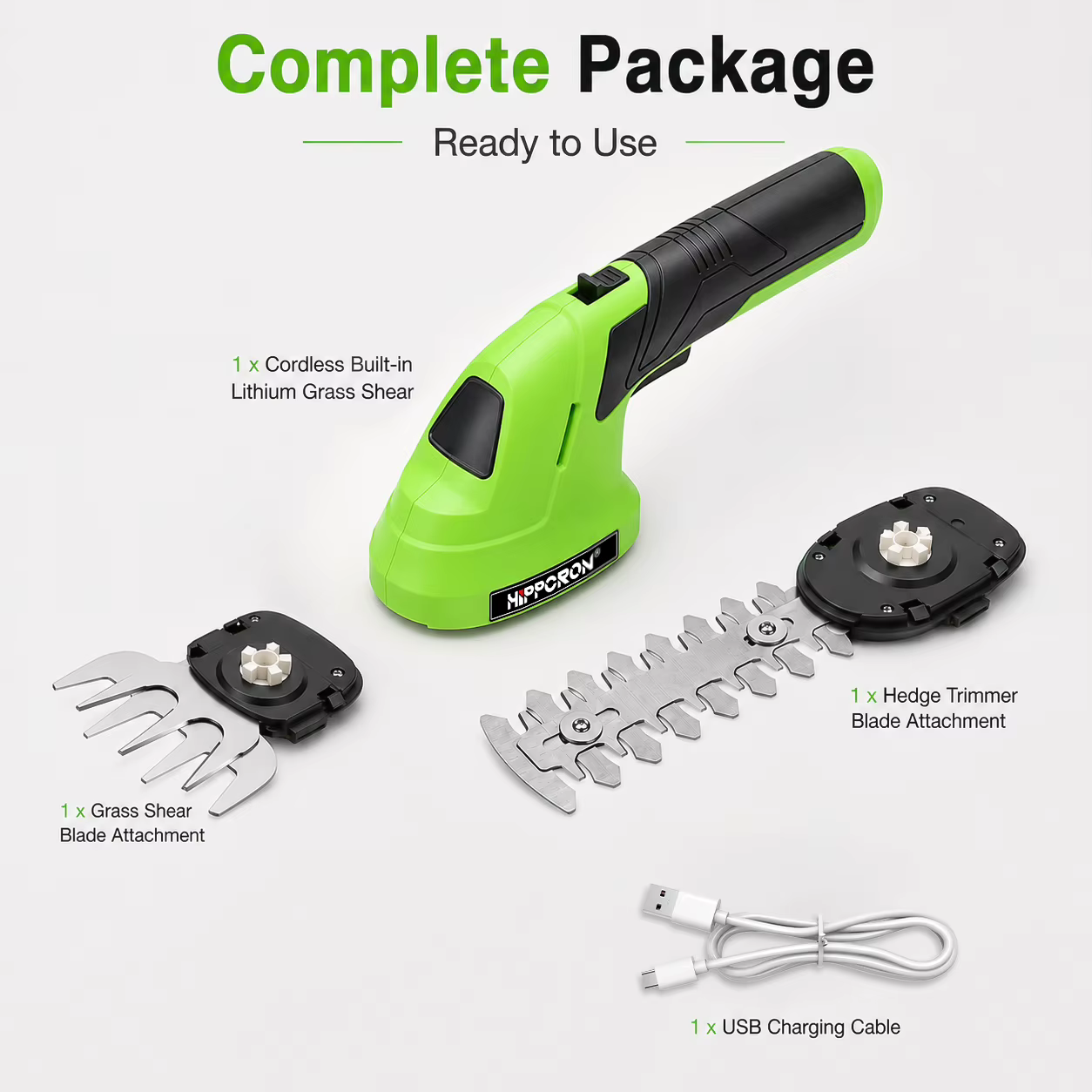 HIPPCRON Kit de taille-haie électrique portable 2-en-1 sans fil