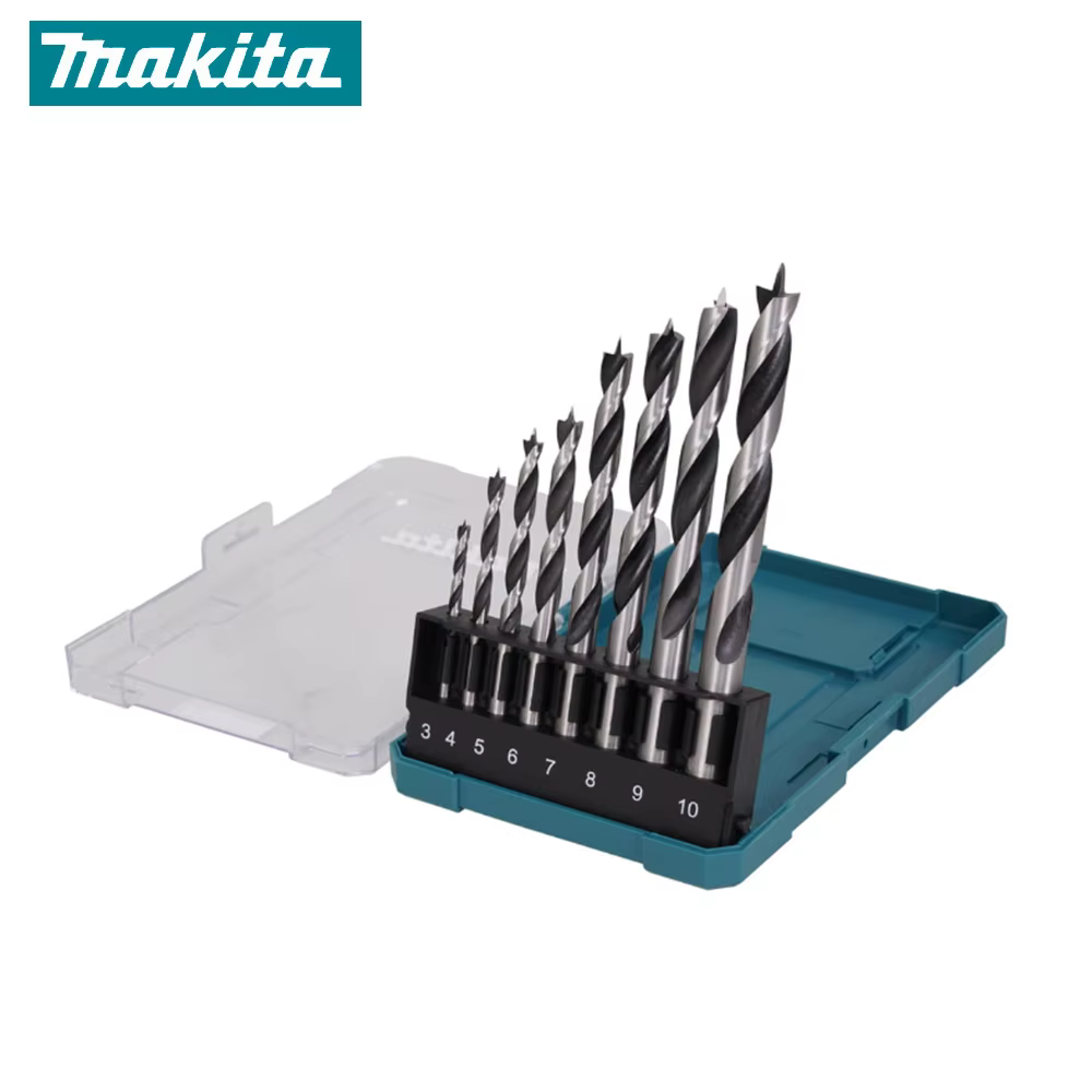 MAKITA D-77257 – Ensemble de 8 forets à queue droite pour bois, 3-10 mm, tige droite, précision, durabilité, élimination des copeaux, accessoire pour outils électriques