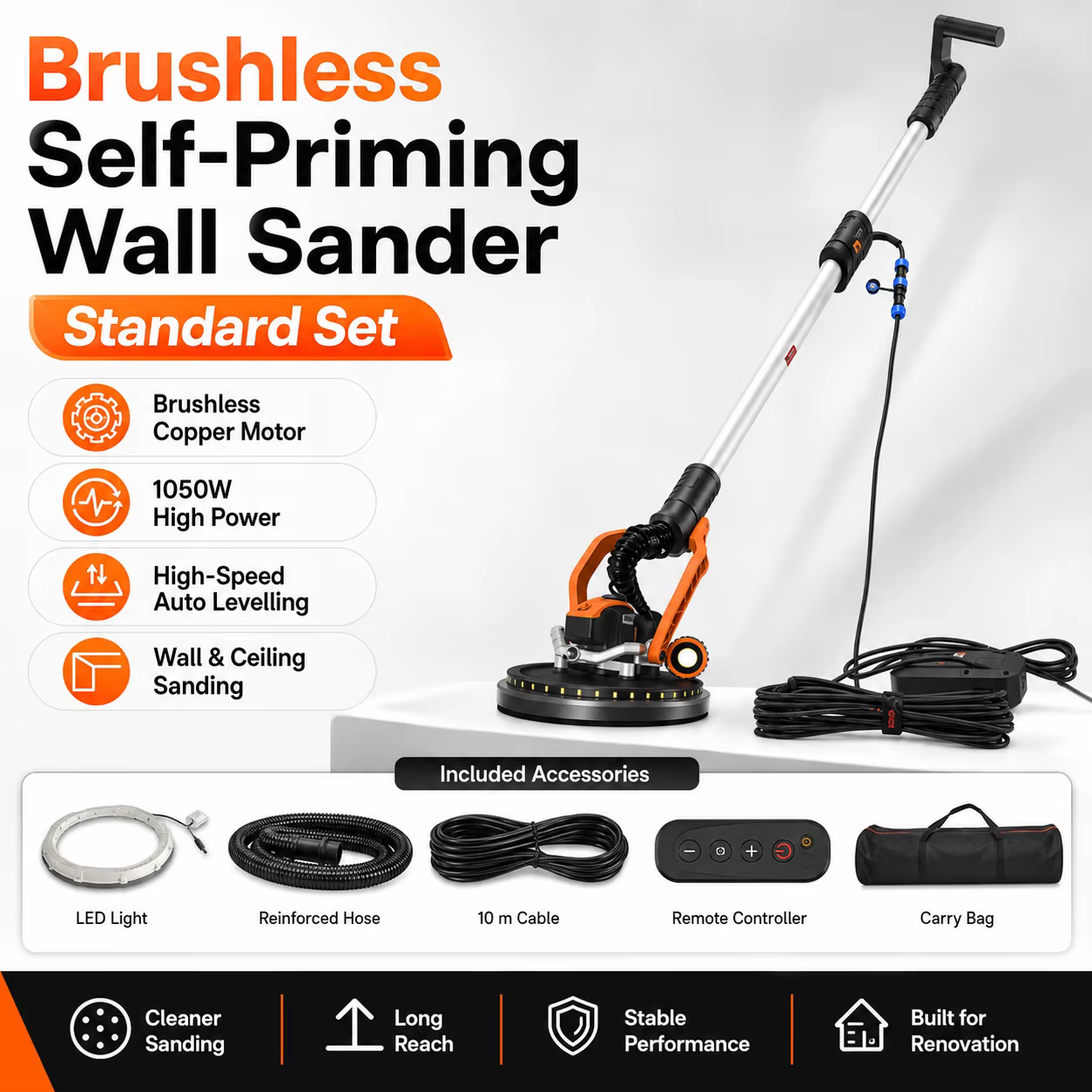 Ponceuse murale sans balais R7262 1050W