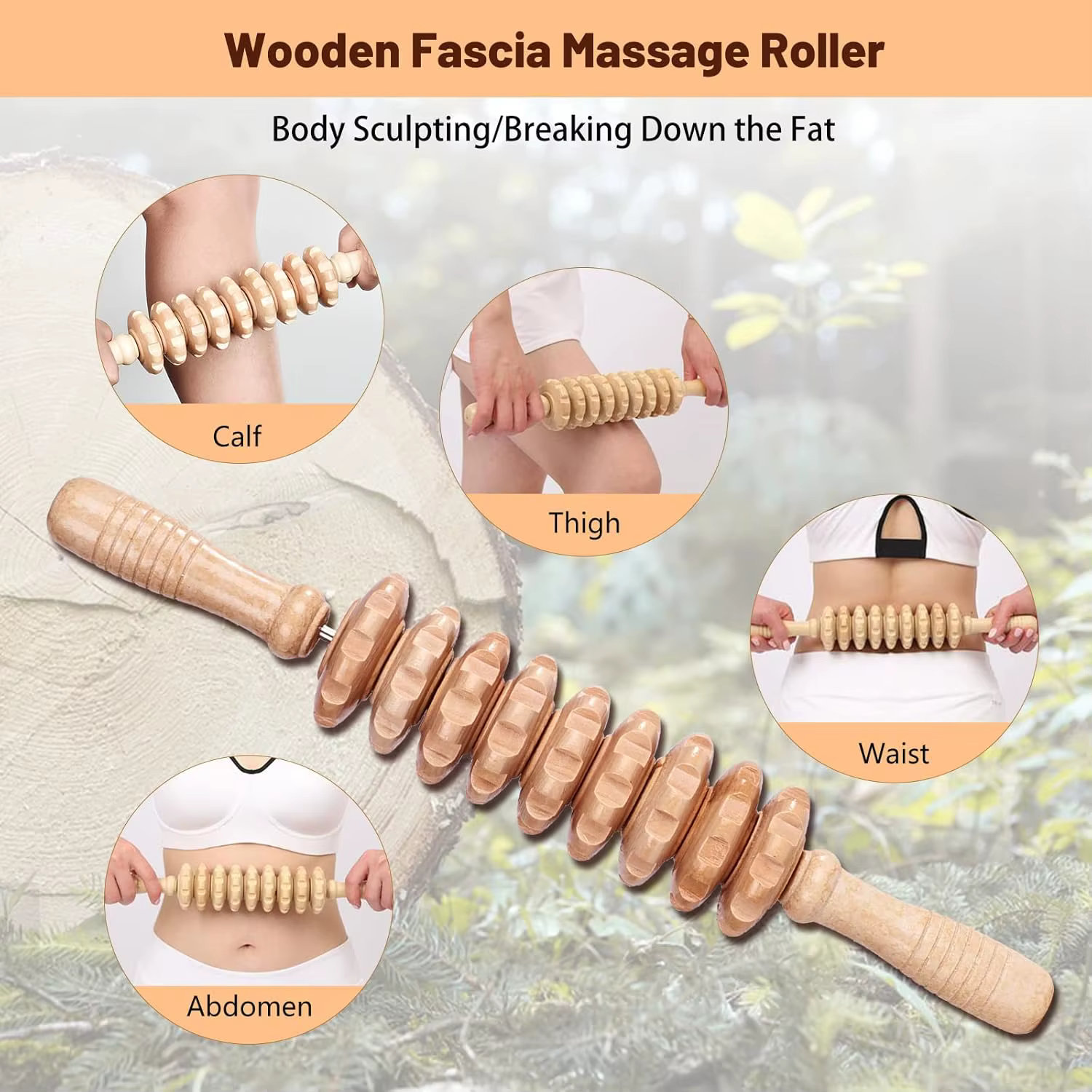 6 outils de massage en bois, kit complet de madérothérapie pour le remodelage corporel, le soulagement musculaire, anti-cellulite