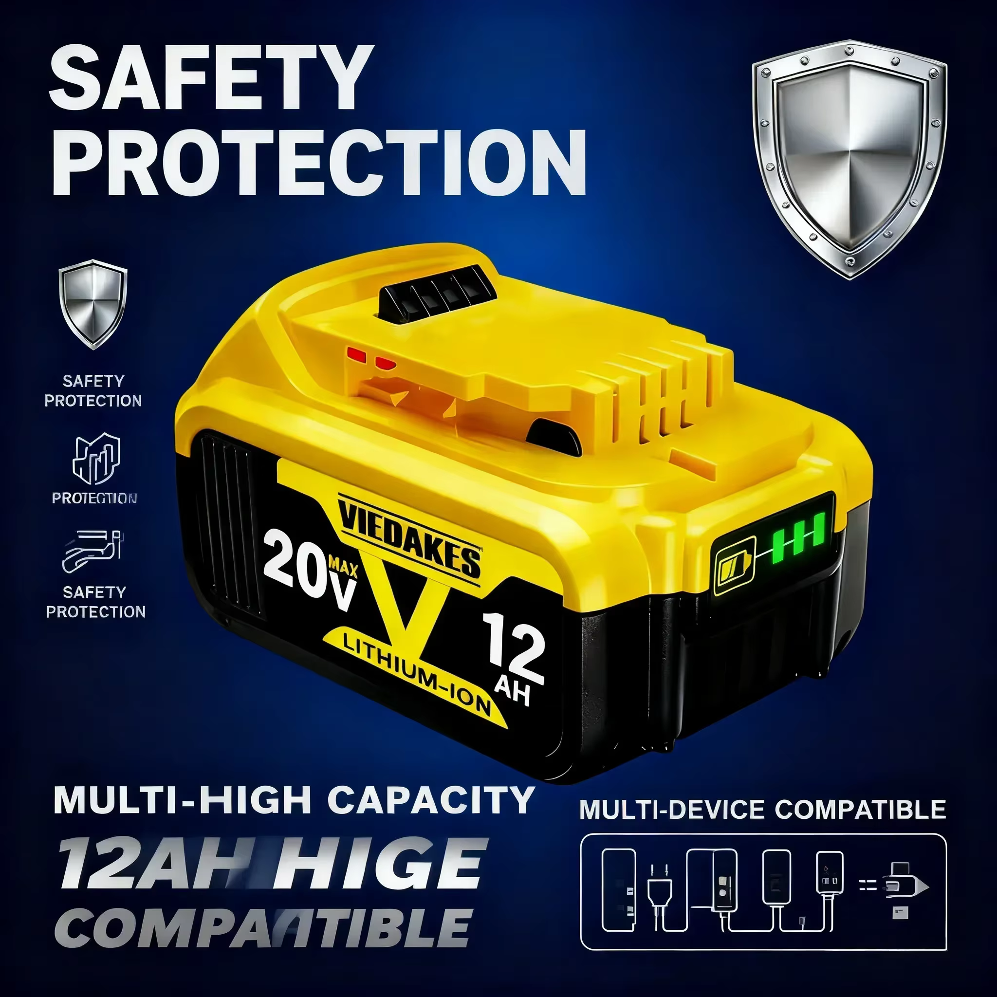Batterie 20V 12Ah pour outils électriques DeWalt DCF887 DCG405 ✅
