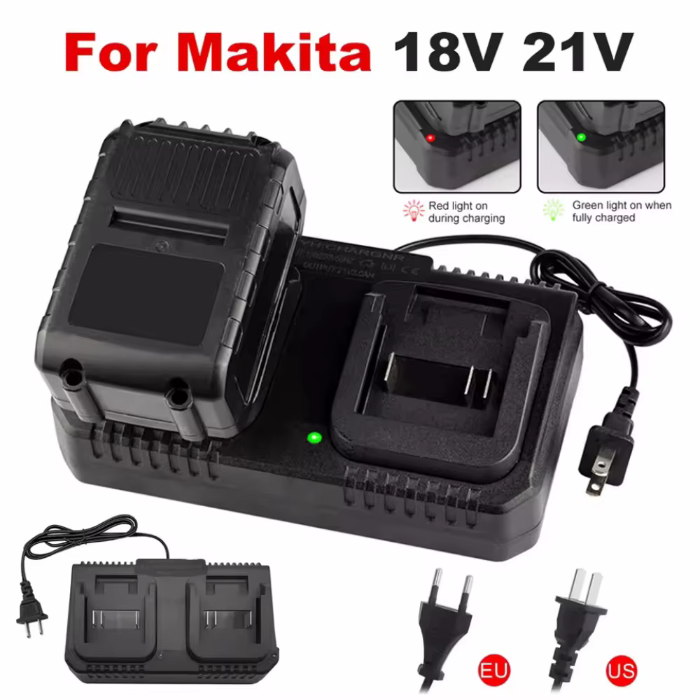 Chargeur de batterie Li-ion 18V 21V à double emplacement pour Makita BL1415 BL1815 BL1830 BL1850