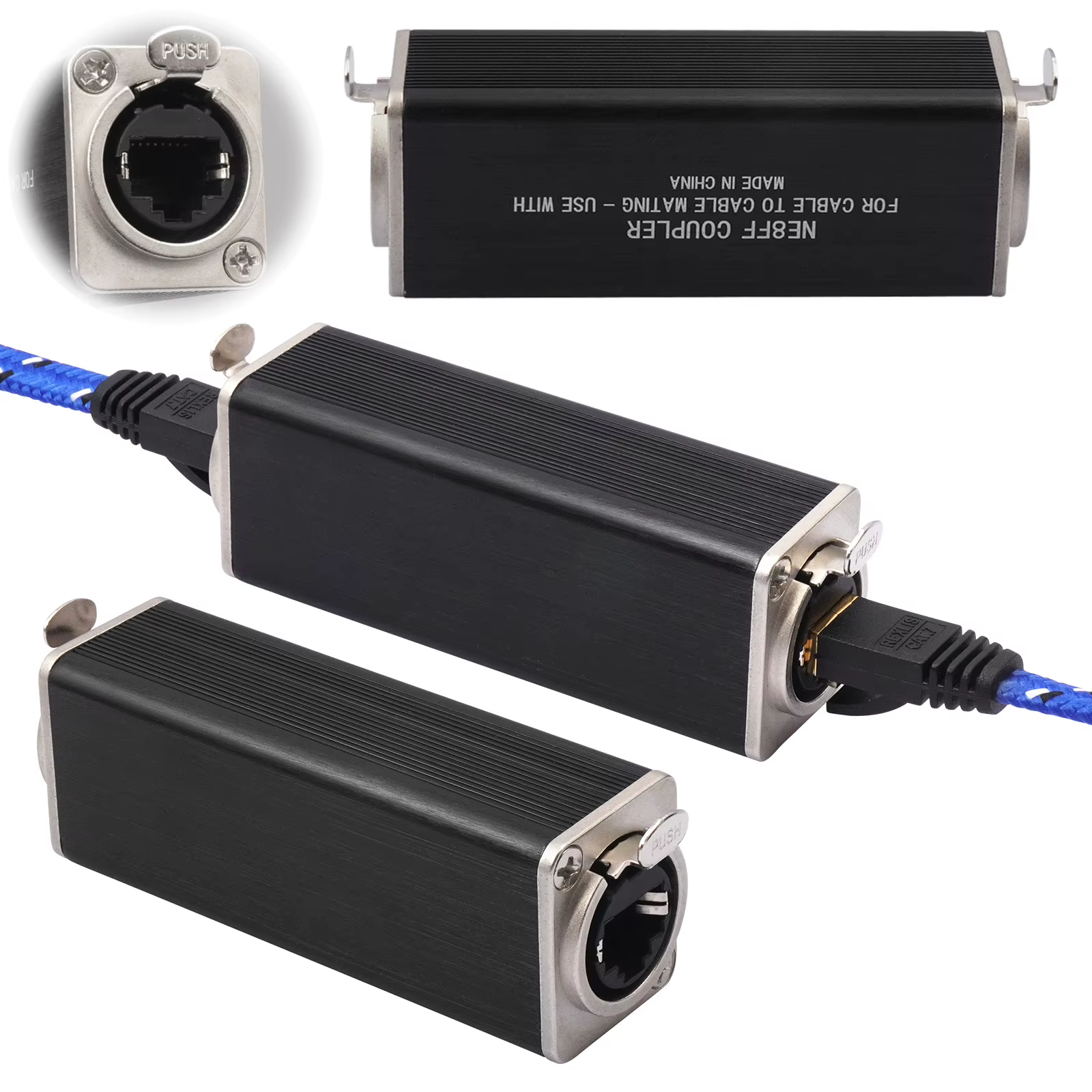 Connecteur RJ45 femelle-femelle droit avec système de verrouillage à ressort reconnu, coupleurs réseau droits pour extensions de câbles
