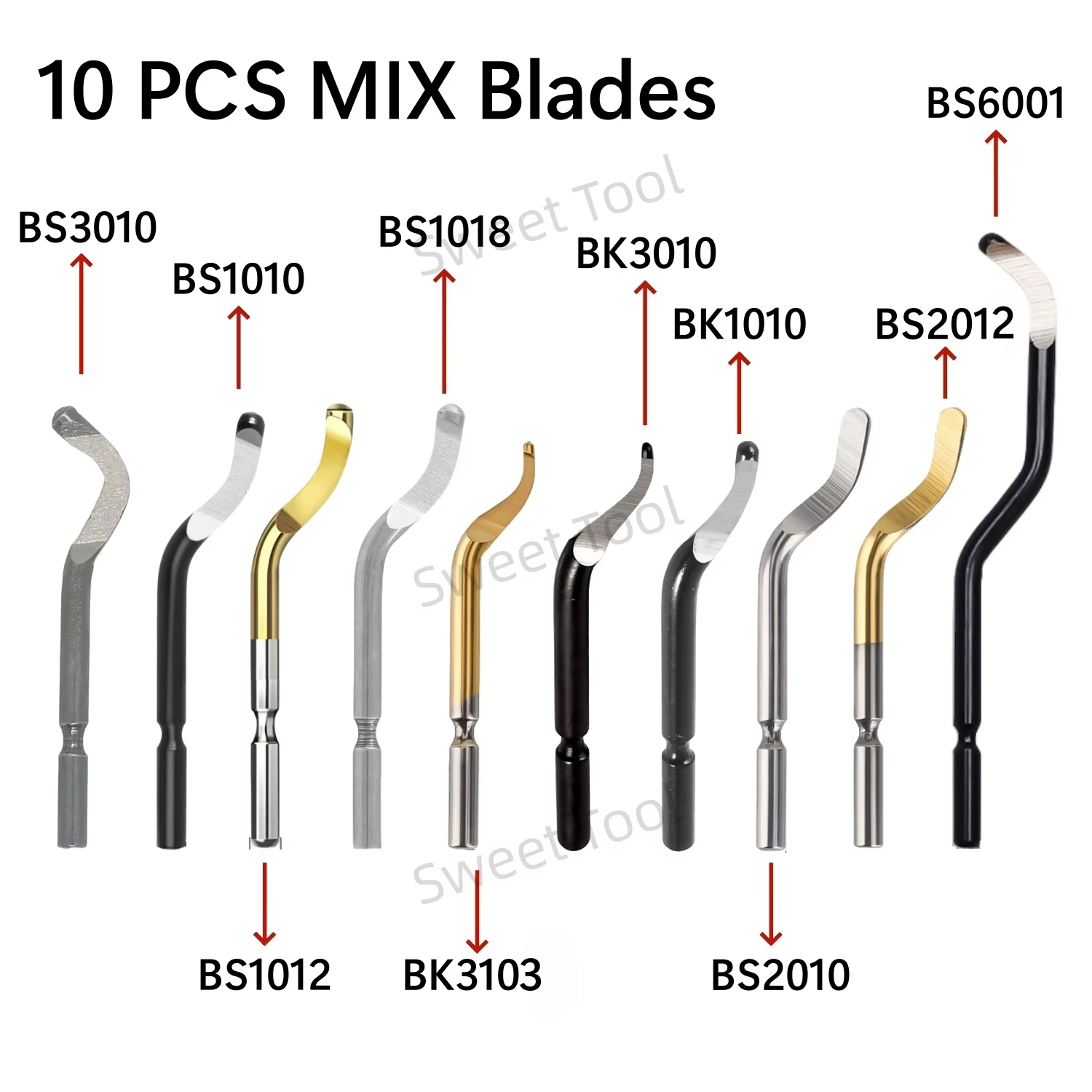 Kit d'outils d'ébavurage RB1228 avec 10 lames mixtes