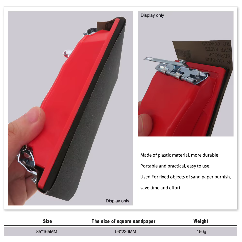 Support pour papier abrasif rectangulaire, ponceuse manuelle, couleur rouge