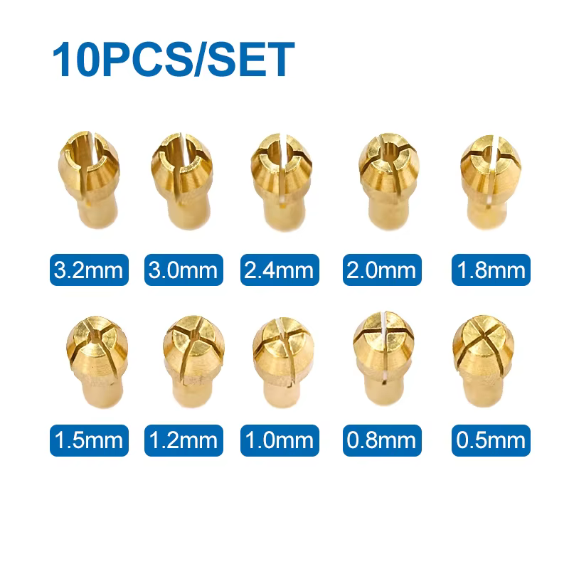 XCAN Mini perceuse pince mandrin 10 pièces 0.5-3.2mm 4.3/4.8mm tige en laiton mandrins adaptateur pour Dremel outil