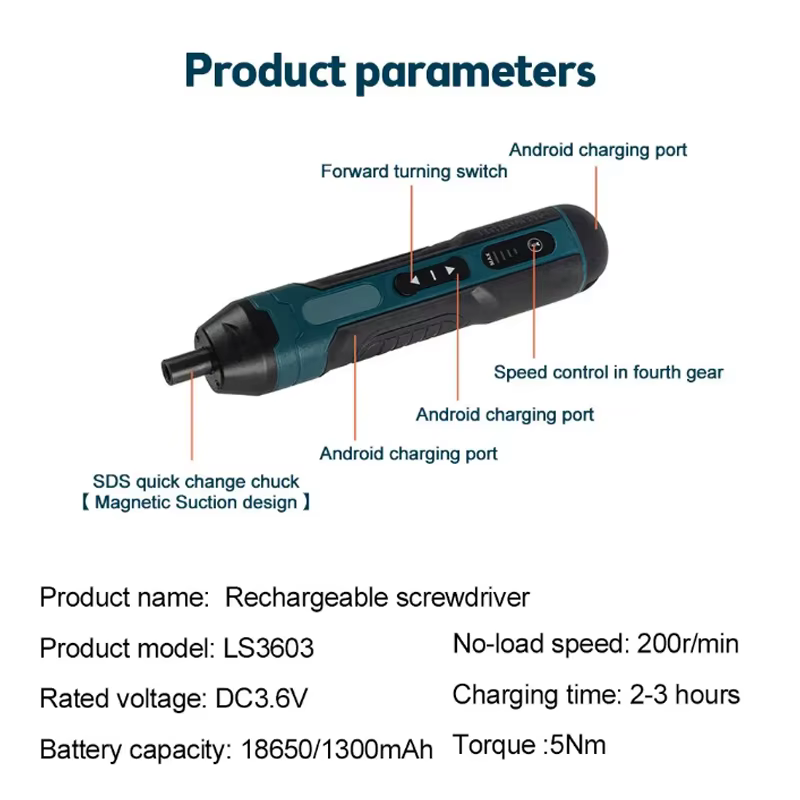Perceuse électrique rechargeable 1300 mah. Mini tournevis