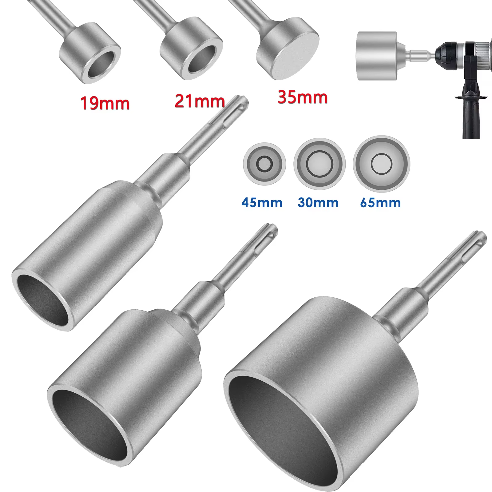 Poinçon SDS-Plus pour tiges de terre de 19/21/35 mm de diamètre