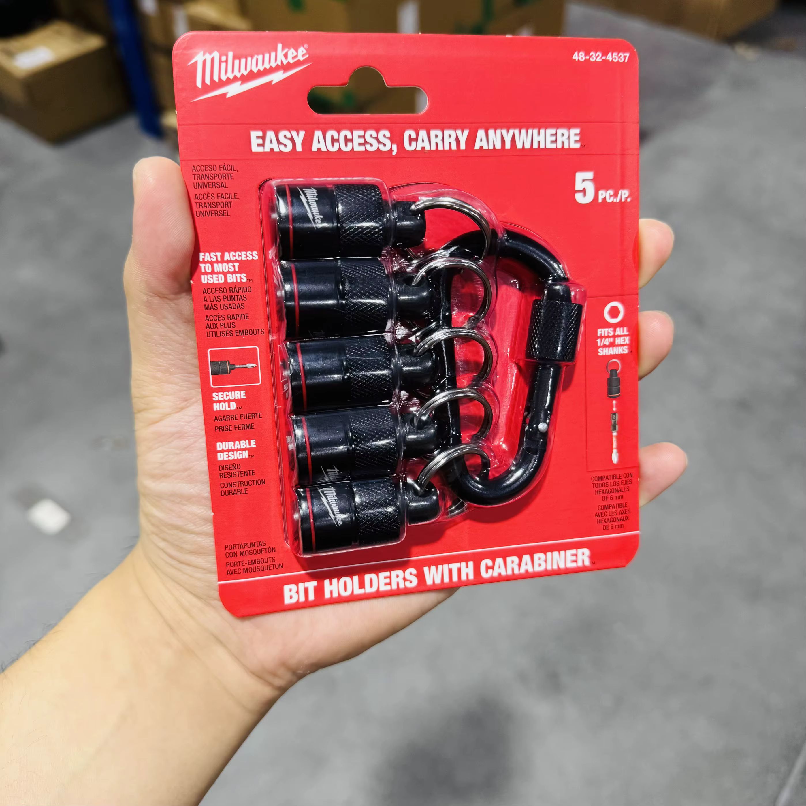 Milwaukee 48-32-4537 Ensemble de 5 porte-embouts mousquetons