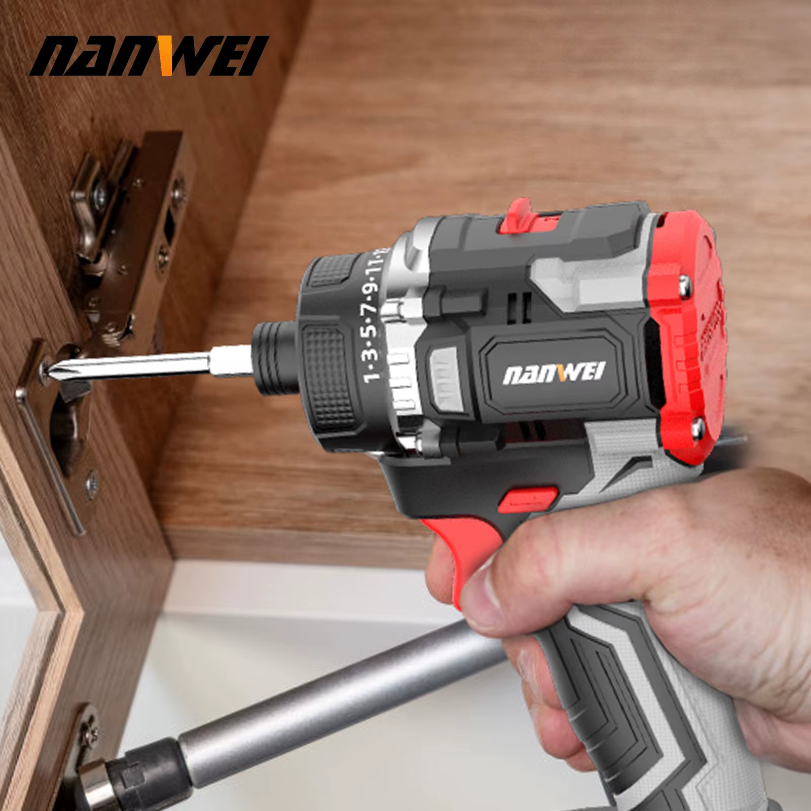 NANWEI 16.8V Lithium-ion perceuse sans fil portable universel sans brosse Double vitesse pilote tournevis sans fil