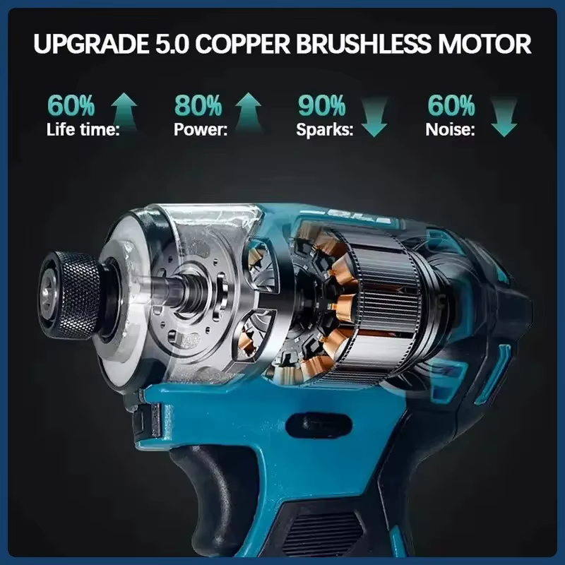 Makita DTD173 1800RPM 180Nm Visseuse à percussion sans fil 180Nm Moteur sans balais Perceuse électrique Mode T pour vis à bois pour batterie Makita