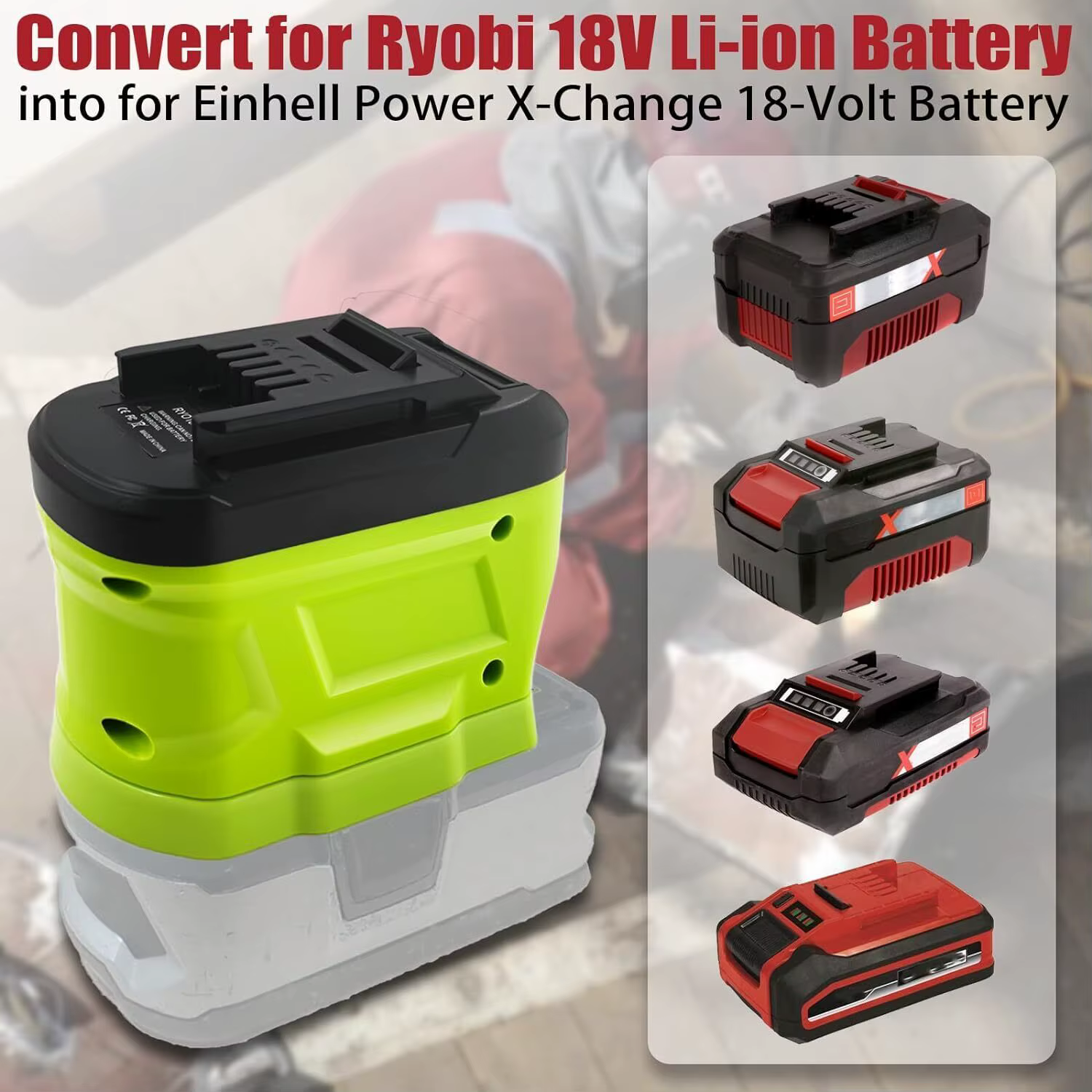 Adaptateur de batterie pour Ryobi 18V Eddie ion
