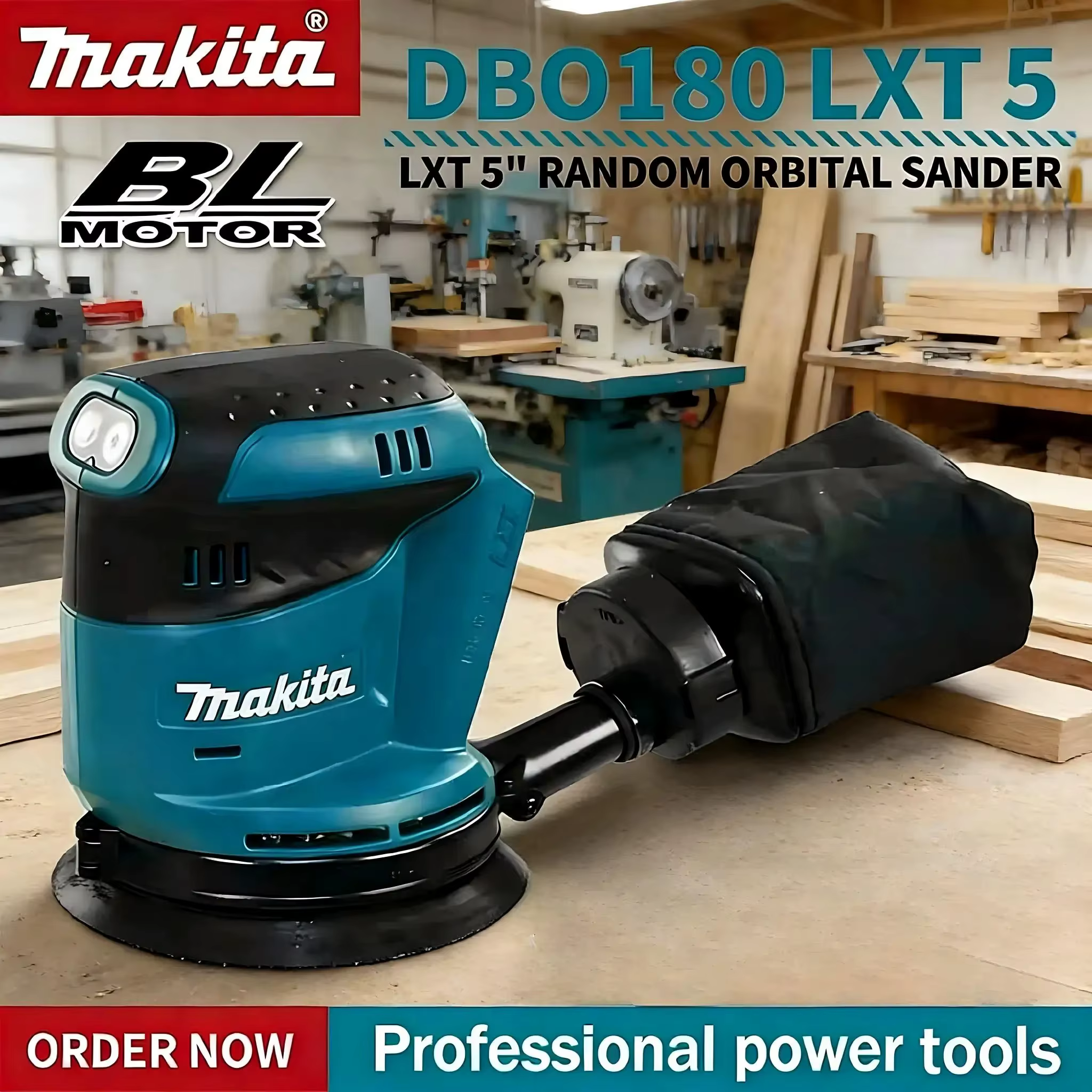 Ponceuse orbitale aléatoire sans fil Makita DBO180Z 18V pour le travail du bois