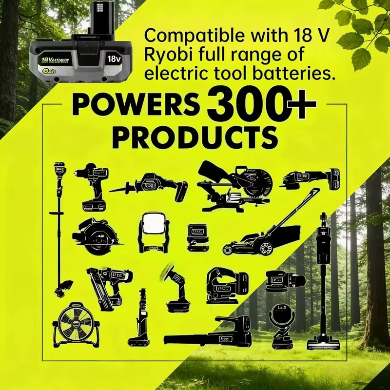 Nouvelle batterie au Lithium puissante RYOBI 18V 6.0AH 8.0Ah P104 P105 P107 P108 P109 faible auto-décharge Compatible avec tous les outils 18V