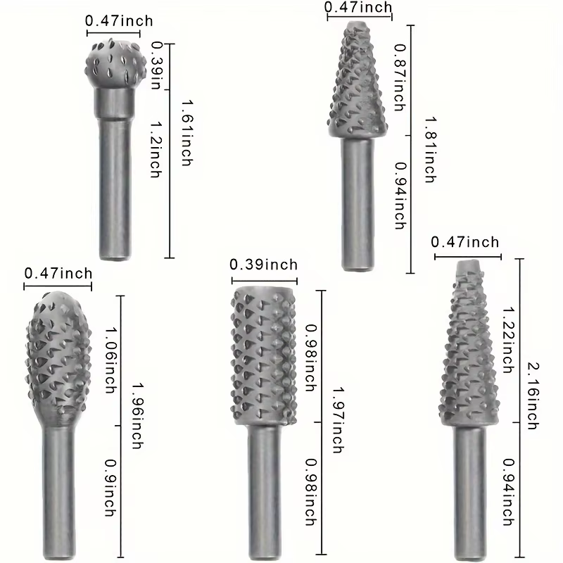 5pc argent travail du bois loup dent bâton fichier rotatif bricolage outil de meulage accessoires ensemble électrique
