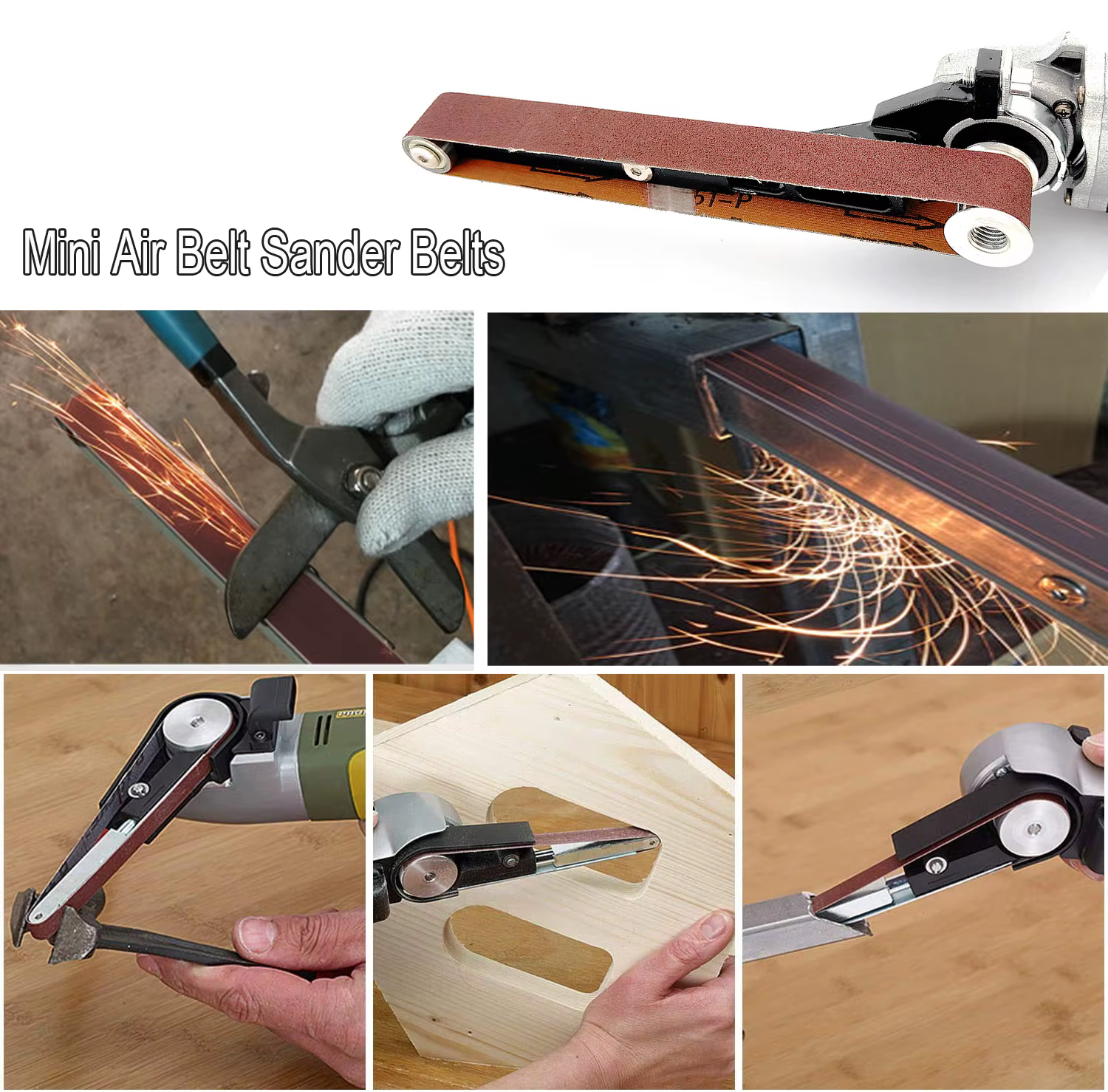 10 pièces 520x20mm/330x10mm/457x13mm bandes abrasives pour Mini ponceuse à bande pneumatique