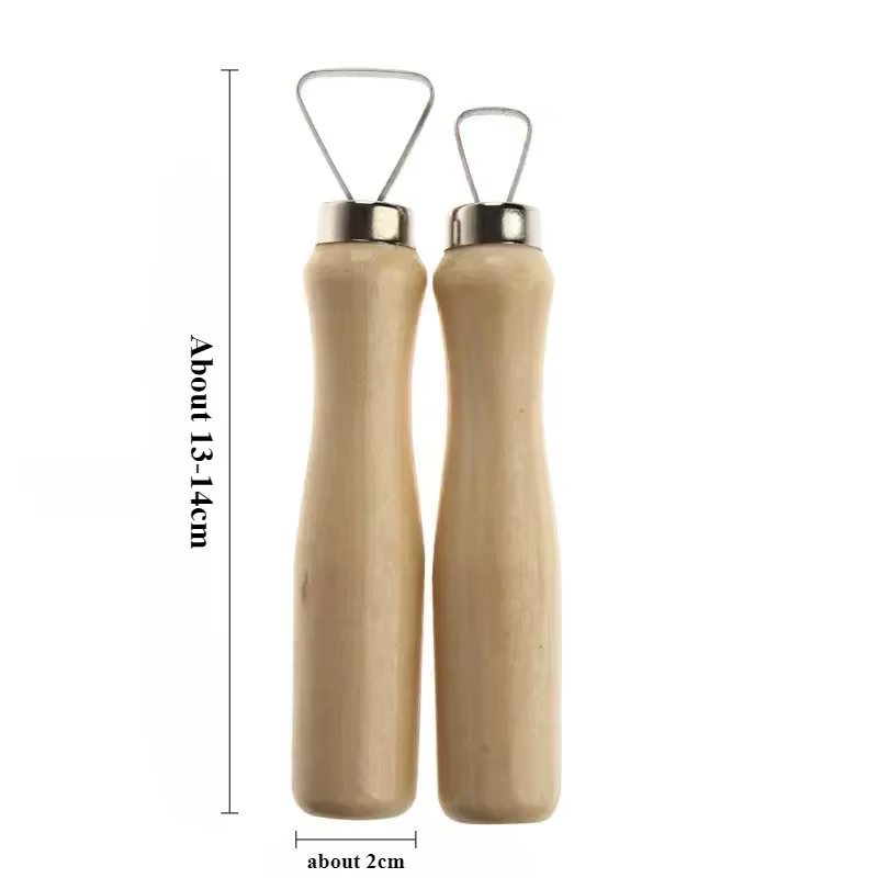 Outil de boucle de sculpture en argile de poterie en bois, fil plat en acier inoxydable, outils parfaits, 10 pièces