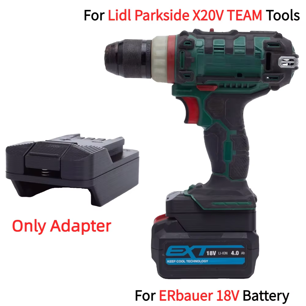 Adaptateur/convertisseur pour batterie Li-ion ERbauer 18V vers Ryobi ONE +/Bosch/Makita/Dewalt/Parkside X20V/Milwaukee
