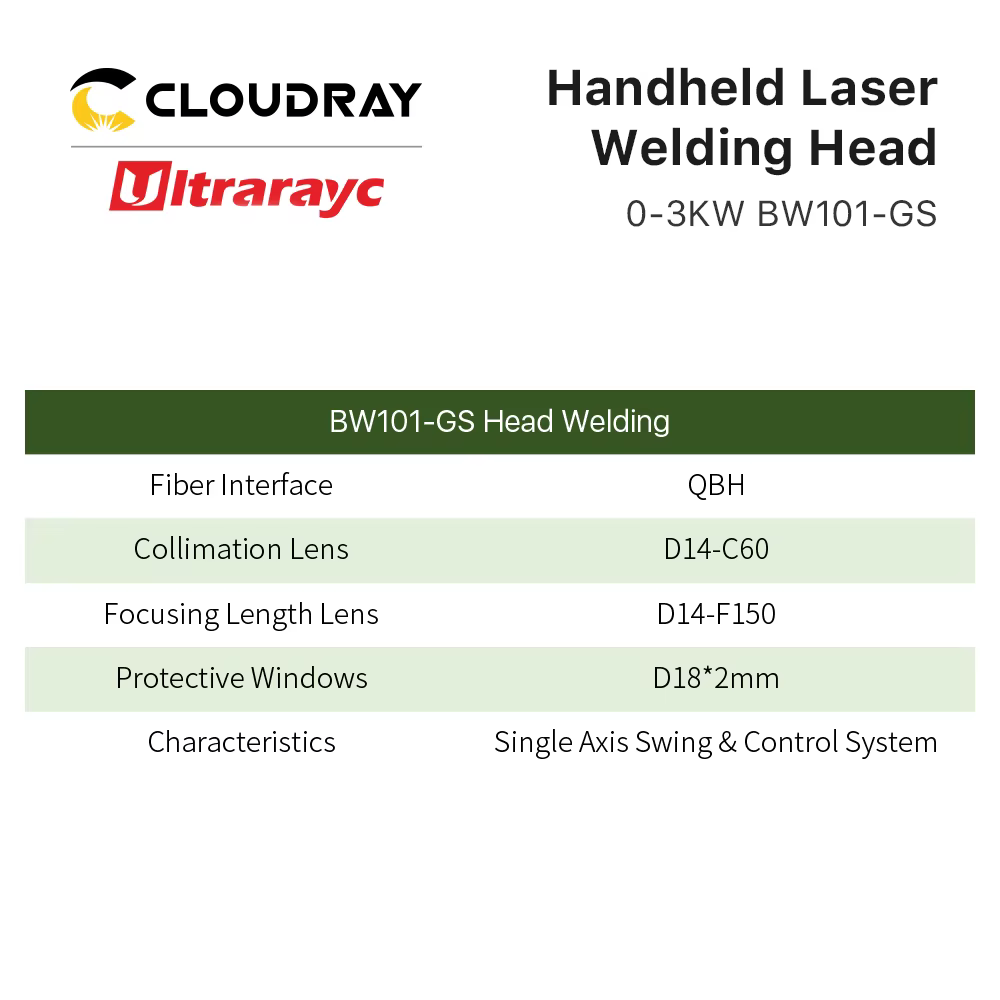 Ultrarayc Raytools BW101 Déterminer la tête de soudage au laser 0-3kW avec chargeur de fil RT-HWS-YB80A pour machine de